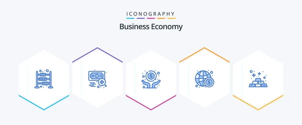 Economy Blue Icon Pack Including Economy International Economic Finance Business — 图库矢量图片