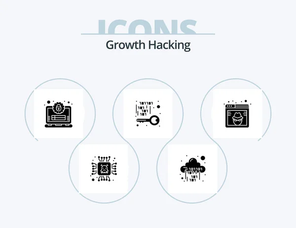 Hacking Glyph Icon Pack Icon Design Security Key Server Hacker — Stok Vektör