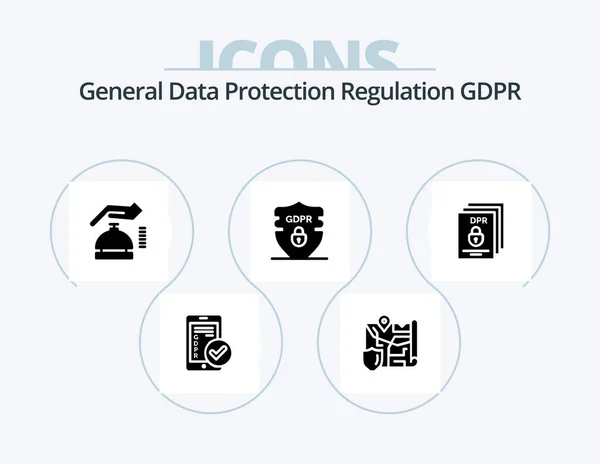 Gdpr Glyph Icon Pack Icon Design Data Security Map Cyber — Wektor stockowy