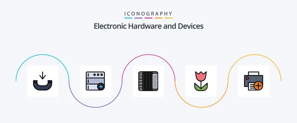 Devices Line Filled Flat Icon Pack Including Gadget Computers Instrument — Vetor de Stock