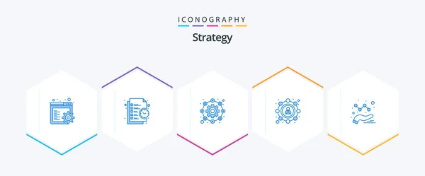 Strategy Blue Icon Pack Including Data User Affiliate Sharing Affiliate — Vector de stock