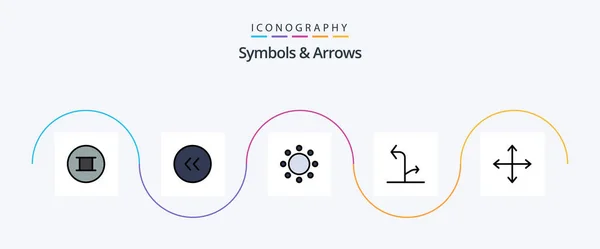 Symbols Arrows Line Filled Flat Icon Pack Including Navigation Arrows — Vetor de Stock