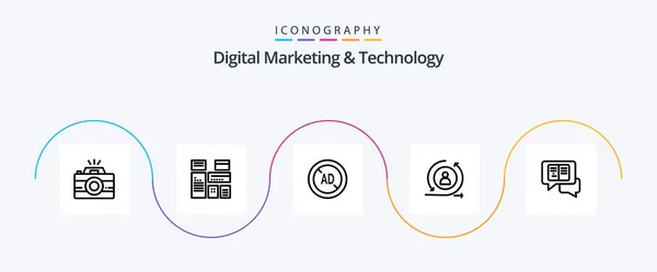 Digital Marketing Technology Line Icon Pack Including Messages Digital Returning — Stockvector