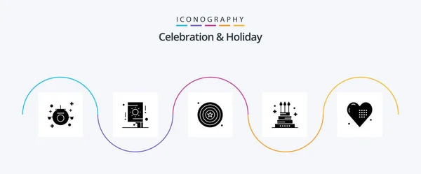 Celebration Holiday Glyph Icon Pack Including Celebration Giant Celebration Event — Vector de stock