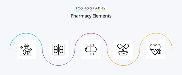 Pharmacy Elements Line Icon Pack Including Heart Beat Medical Medical — Stockový vektor