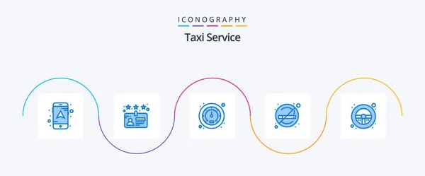 Taxi Service Blue Icon Pack Including Steering Wheel Traffic Steering — Stockvector