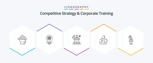 Competitive Strategy Corporate Training Line Icon Pack Including Desire Aspiration — Archivo Imágenes Vectoriales
