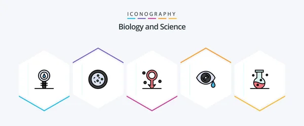 Biology Filledline Icon Pack Including Experiment Chemistry Male Biology Eye — Stockový vektor