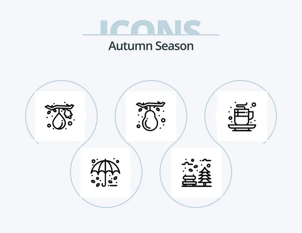 Autumn Line Icon Pack Icon Design Autumn Scoop Food Gardening — ストックベクタ