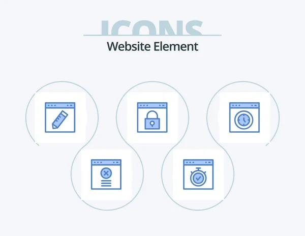 Website Element Blue Icon Pack Icon Design Password Lock Browser — Stockvector