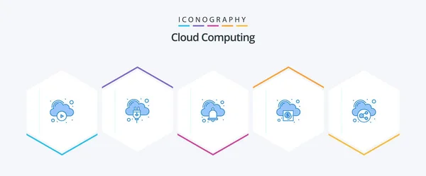 Cloud Computing Blue Icon Pack Including Cloud Bell Money Business — Vetor de Stock