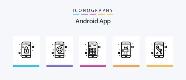 Android App Line Icon Pack Including Phone App Mobile Navigation — Stok Vektör