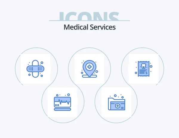 Medical Services Blue Icon Pack Icon Design Report Dentist Bandage — Wektor stockowy