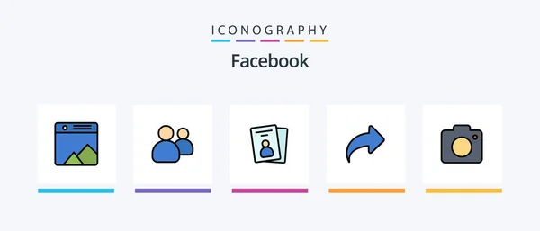Facebook Line Filled Icon Pack Including Image Spark Bag Fire — Vector de stock