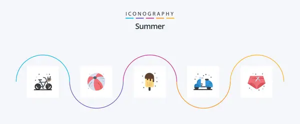 Summer Flat Icon Pack Including Summer Summer Ice Cream Hot — 图库矢量图片