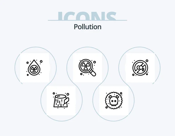 Pollution Line Icon Pack Icon Design Gas Trash Burn Pollution — Wektor stockowy