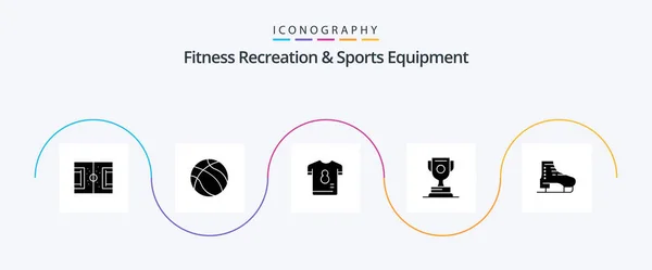 Fitness Recreation Sports Equipment Glyph Icon Pack Including Game Award — ストックベクタ