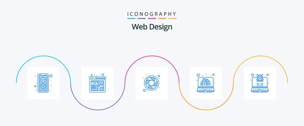 Web Design Blue Icon Pack Including Hacking Computer Layout Web — Stockvektor