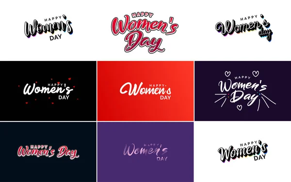 Set Happy International Woman Day Signs Emblems Vector Design Elements — Stok Vektör