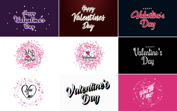 Happy Valentine Day Typography Poster Handwritten Calligraphy Text Isolated White — Archivo Imágenes Vectoriales