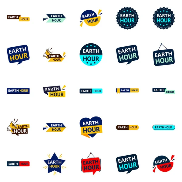 Professional Vector Designs Earth Hour Bundle Perfect Eco Friendly Marketing — ストックベクタ