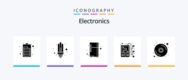 Electronics Glyph Icon Pack Including Dvd Fridge Disk Music Creative — Image vectorielle