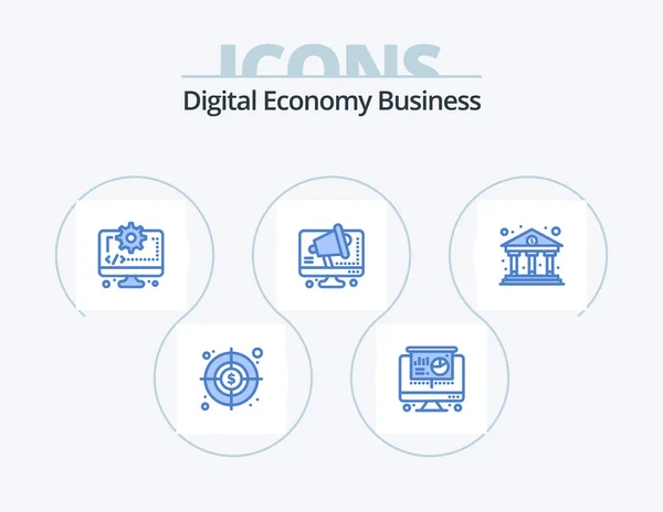 Digital Economy Business Blue Icon Pack Icon Design Фінанси Бізнес — стоковий вектор