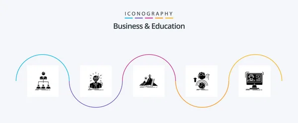 Business Education Glyph Icon Pack Including Female Abilities Person Career — Image vectorielle