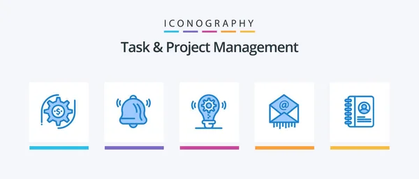 Task Project Management Blue Icon Pack Including User Book Idea — Image vectorielle
