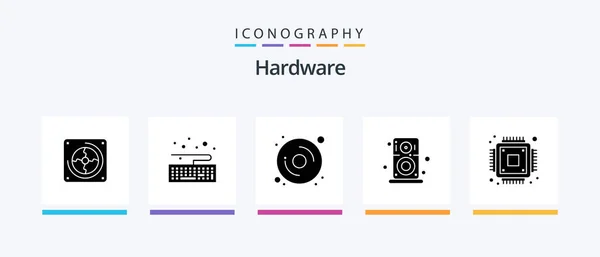 Hardware Glyph Icon Pack Including Hardware Disk Chip Player Creative —  Vetores de Stock