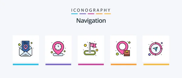 Navigation Line Filled Icon Pack Including Map Box Geo Delivery — Wektor stockowy