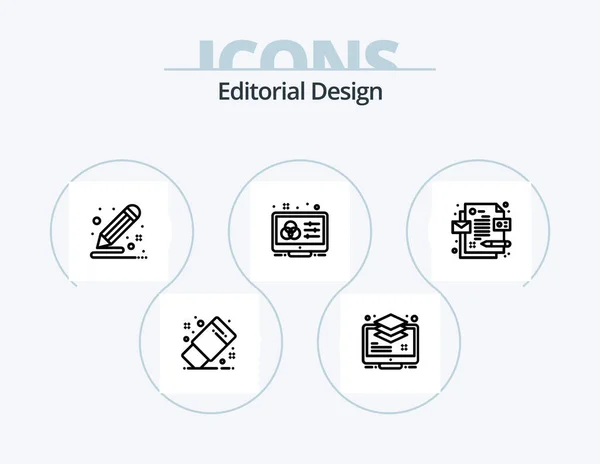 Editorial Design Line Icon Pack Icon Design Editorial Book Development — Archivo Imágenes Vectoriales