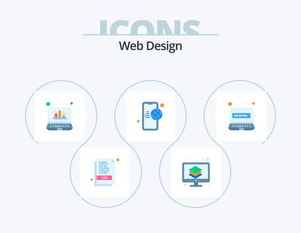 Web Design Flat Icon Pack Icon Design Connection Mobile Internet — Stock Vector