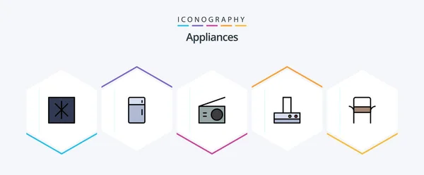 Appliances Filledline Icon Pack Including Home Chair Appliances Kitchen Extractor — Stockvektor