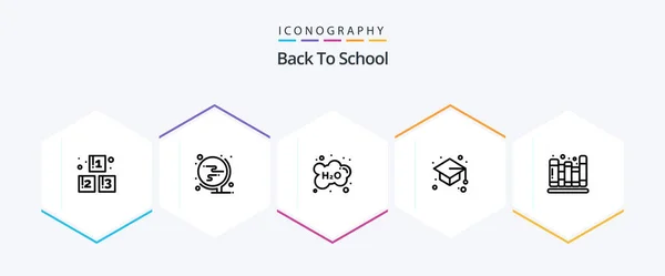 Back School Line Icon Pack Including Back School Graduate Cap — Wektor stockowy