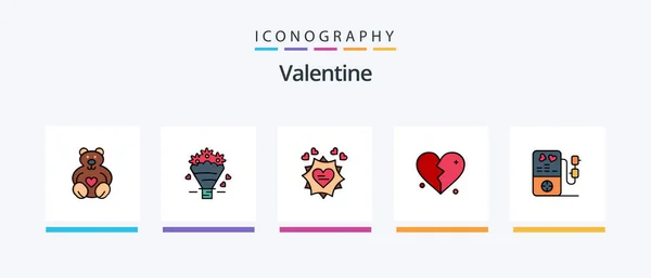 Valentine Line Filled Icon Pack Including Love Love Compass Day — Stockvector