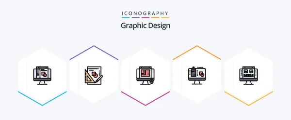 Graphic Design Filledline Icon Pack Including Monitor Gallery Web Designing — Vector de stock