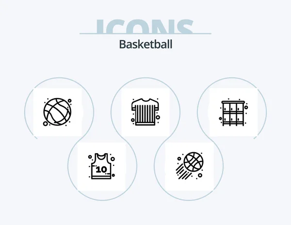 Basketball Line Icon Pack Icon Design Sport Fire Achievement Basketball — ストックベクタ