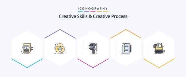 Creative Skills Creative Process Filledline Icon Pack Including Check Expertise — Stock Vector
