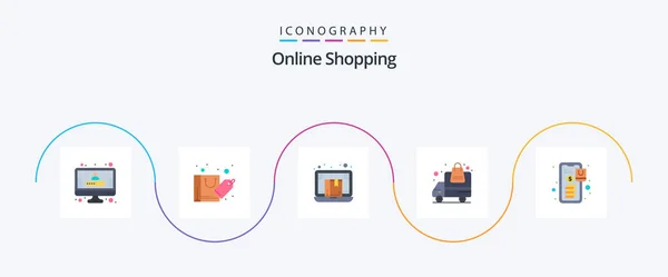 Online Shopping Flat Icon Pack Including Online Order Drop Shipper — Vector de stock