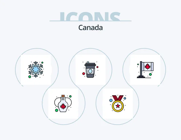 Canada Line Filled Icon Pack Icon Design Dessert Spoon Balloons — 图库矢量图片