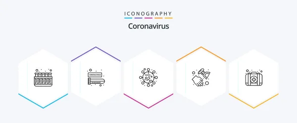 Coronavirus Line Icon Pack Including Kit Sanitizer Spray Covid Health — Stock Vector