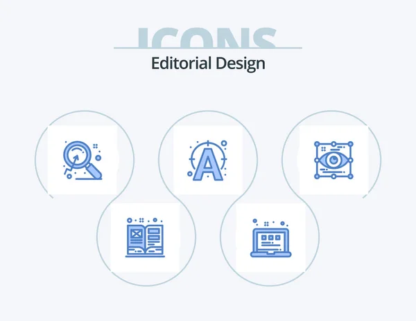 Editorial Design Blue Icon Pack Icon Design Design Connect Magnify — Stockový vektor