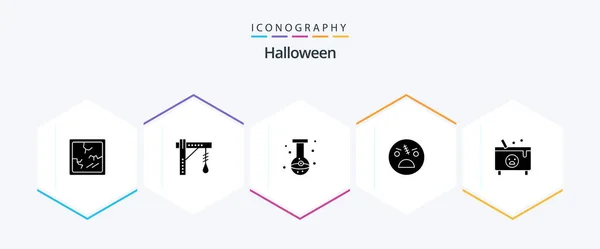 Halloween Glyph Icon Pack Including Zombie Scary Ball Halloween Flask — Stock vektor