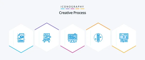 Creative Process Blue Icon Pack Including Web Page Process Creative — Stok Vektör