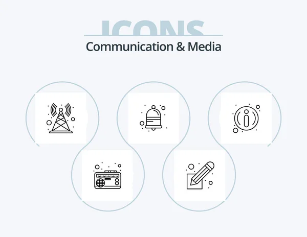 Communication Media Line Icon Pack Icon Design Screen Globe Internet — Wektor stockowy