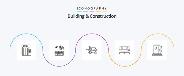 Building Construction Line Icon Pack Including Water Tool Transportation Construction — Wektor stockowy