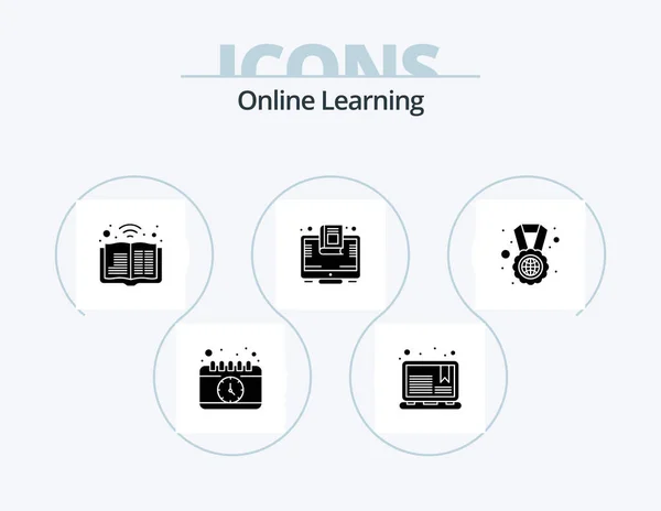 Online Learning Glyph Icon Pack Icon Design Online Education Note — Archivo Imágenes Vectoriales