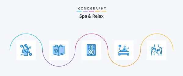 Spa Relax Blue Icon Pack Including Health Therapy Mixture Table — Stock Vector