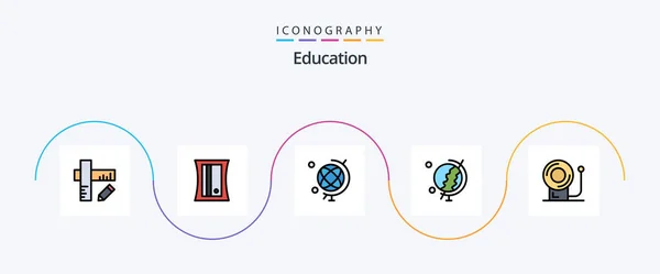 Education Line Filled Flat Icon Pack Including Education Education Globe — Stock Vector
